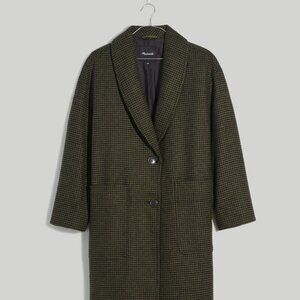 Madewell Carlton Long Wool Coat in Houndstooth
